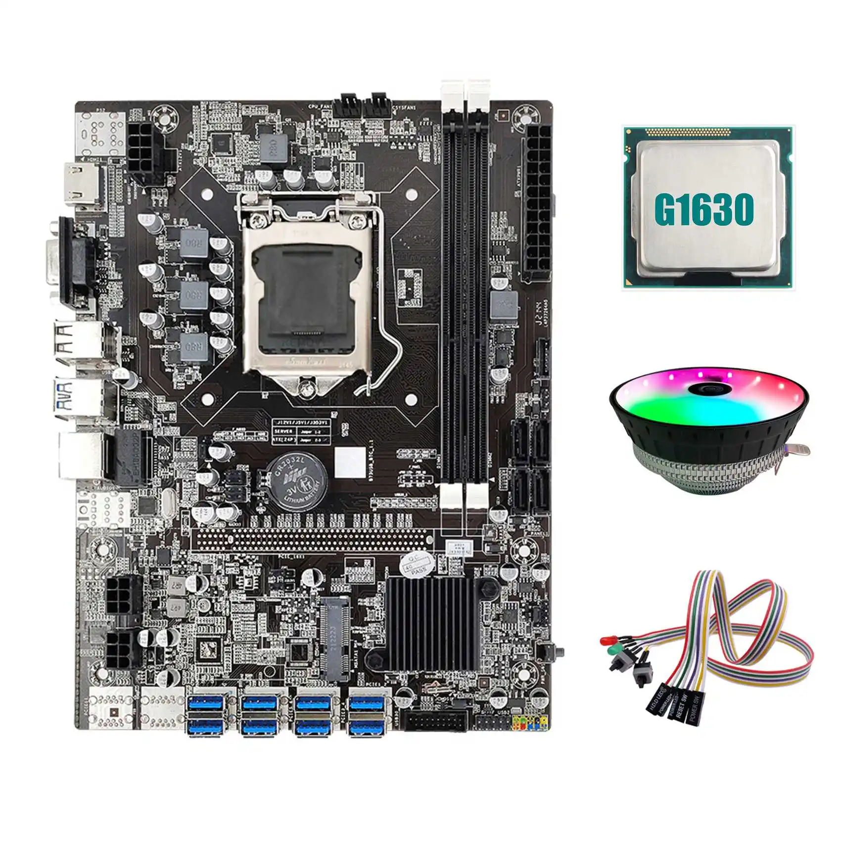 B75 ETH Mining Motherboard 8XPCIE to USB+G1630 CPU+Dual Switch Cable with Light+RGB Fan LGA1155 B75 Miner Motherboard
B75 ETH Mining Motherboard 8XPCIE to USB+G1630 CPU+Dual Switch Cable with Light+RGB Fan LGA1155 B75 Miner Motherboard
