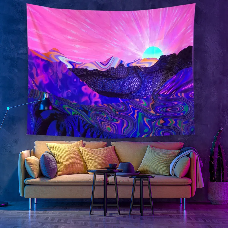 Гобелен Blacklight восход и Гора подвесной коврик УФ-реактивный психоделический светящийся комнатный Настенный декор эстетика Йога Медитация
Гобелен Blacklight восход и Гора подвесной коврик УФ-реактивный психоделический светящийся комнатный Настенный декор эстетика Йога Медитация