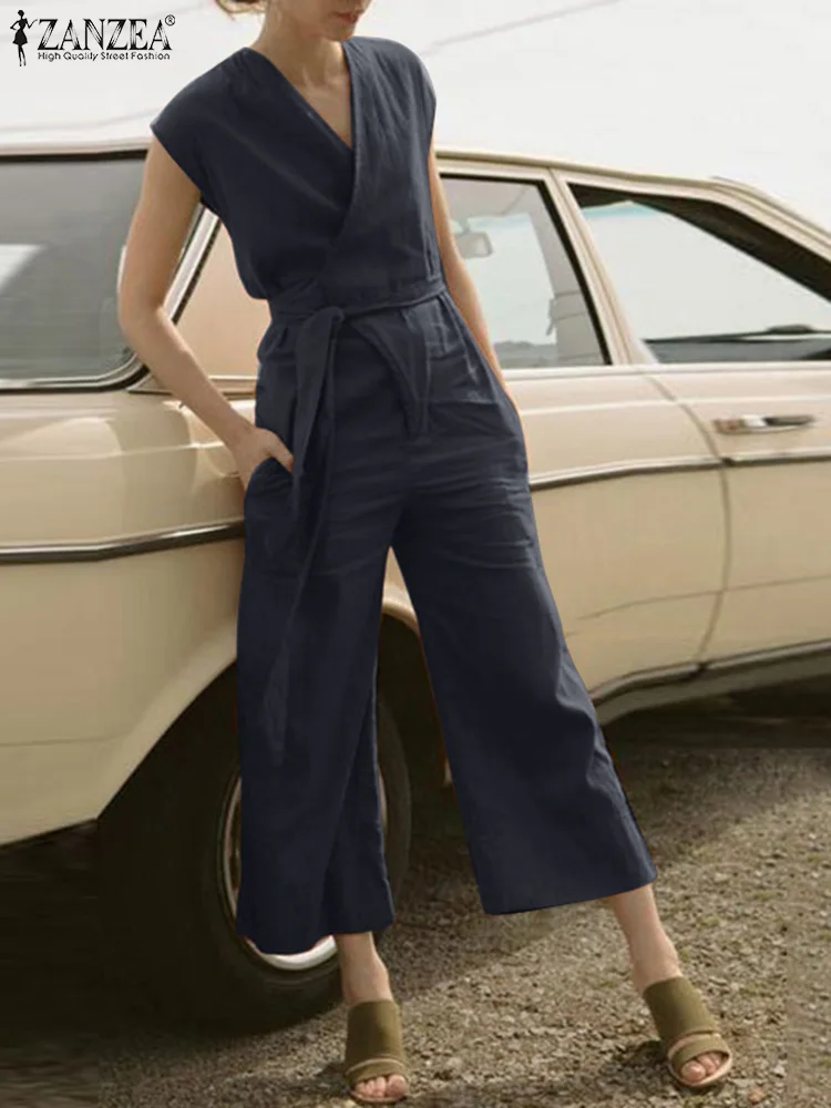 Women Overalls 2022 ZANZEA SummerElegant V Neck Short Sleeve Jumpsuits Solid Holiday Playsuits Casual Loose Wide Leg Rompers
Women Overalls 2022 ZANZEA SummerElegant V Neck Short Sleeve Jumpsuits Solid Holiday Playsuits Casual Loose Wide Leg Rompers