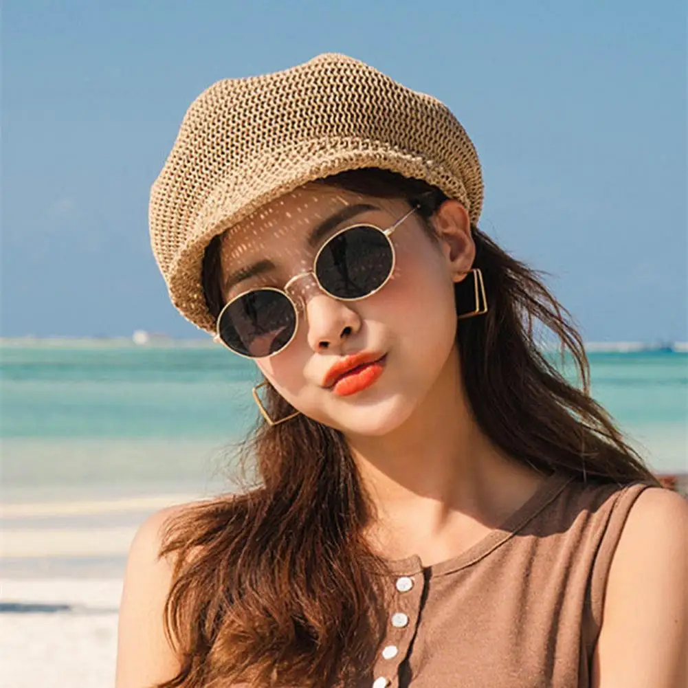 Women Sunhat Sun Protection Breathable Hollow Out Solid Color Short Brim Anti-UV Thin Artist Painter Hat Women Headwear 여름모자
Women Sunhat Sun Protection Breathable Hollow Out Solid Color Short Brim Anti-UV Thin Artist Painter Hat Women Headwear 여름모자