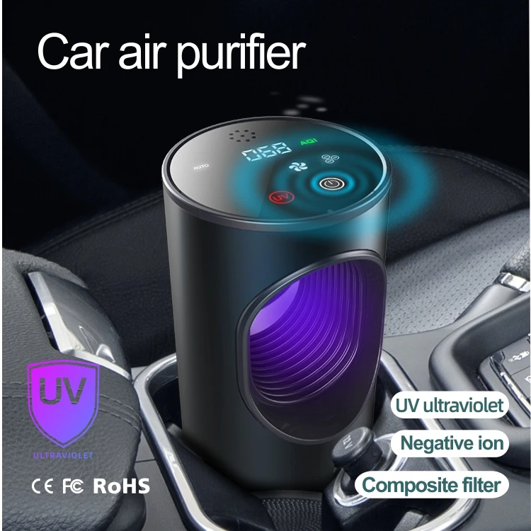 

Car Air Purifier Smart Air Cleaner Remove Car Pet Odor Smoke Dust Pollen PM2.5 UV sterilization Negative Ion Car Home Appliances