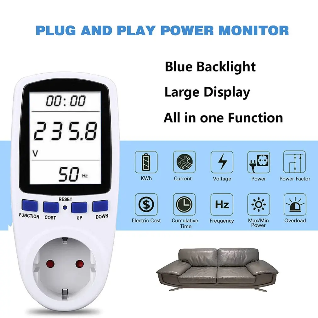 EU Standard Metering Socket Small Screen Power LCD Display Monitor Household Electric Energy Sockets Meter
EU Standard Metering Socket Small Screen Power LCD Display Monitor Household Electric Energy Sockets Meter