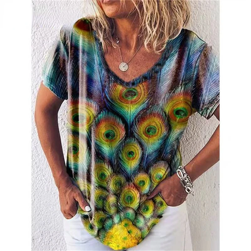 2022 Spring Summer Women's T-shirt Geometric Print V-neck Short Sleeve Loose Casual Clothes Oversized T Shirt Y2k Clothes
2022 Spring Summer Women's T-shirt Geometric Print V-neck Short Sleeve Loose Casual Clothes Oversized T Shirt Y2k Clothes