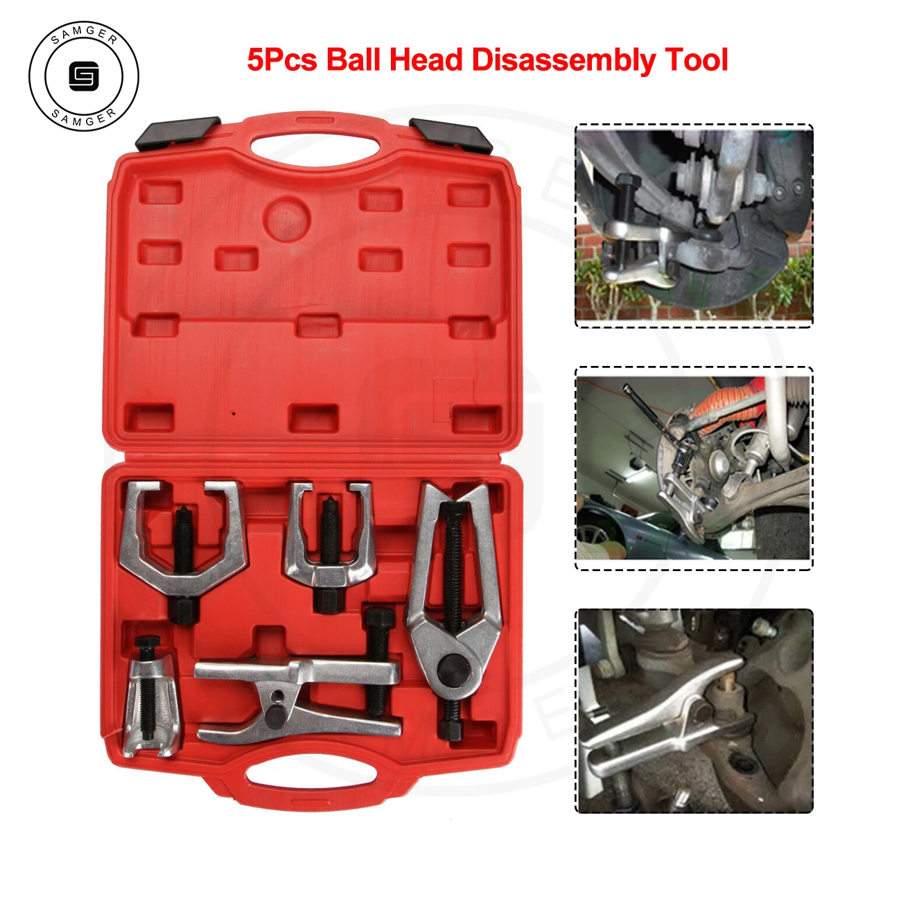 Samger 5pcs Ball Head Joint Disassembly Tool Auto Front End Service Tool Kit Tie Rod Pitman Arm Puller Auto Tool Set Remover
Samger 5pcs Ball Head Joint Disassembly Tool Auto Front End Service Tool Kit Tie Rod Pitman Arm Puller Auto Tool Set Remover