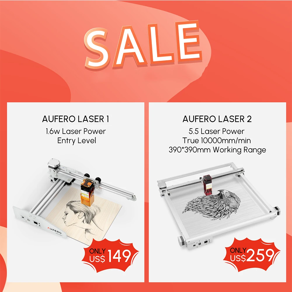 Aufero Desktop Portable Laser Engraver Wood Cutting Machine Tool CNC DIY Laser Engraving 32Bit Printer Cutter Metal Plastic
Aufero Desktop Portable Laser Engraver Wood Cutting Machine Tool CNC DIY Laser Engraving 32Bit Printer Cutter Metal Plastic
