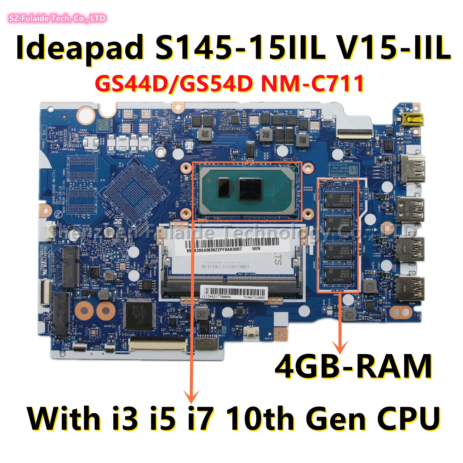 GS44D/GS54D NM-C711 для Lenovo Ideapad S145-15IIL V15-IIL материнская плата для ноутбука с процессором I3 I5 I7 4G-RAM DDR4 5B20S43830 5B20S43828
GS44D/GS54D NM-C711 для Lenovo Ideapad S145-15IIL V15-IIL материнская плата для ноутбука с процессором I3 I5 I7 4G-RAM DDR4 5B20S43830 5B20S43828