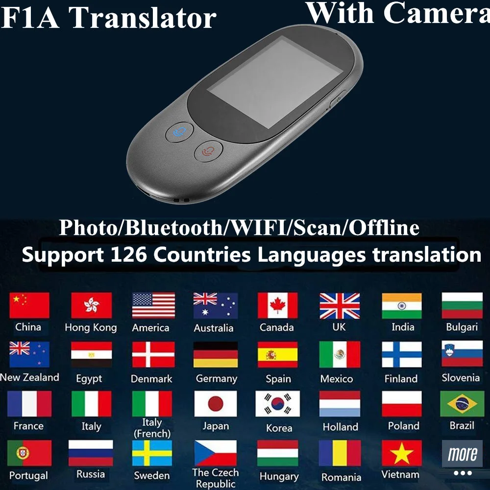 2.4'' F1A Translator 126 Countries Language Touchscreen Camera Bluetooth Portable Smart Voice Offline+Photo Scan Translation
2.4'' F1A Translator 126 Countries Language Touchscreen Camera Bluetooth Portable Smart Voice Offline+Photo Scan Translation