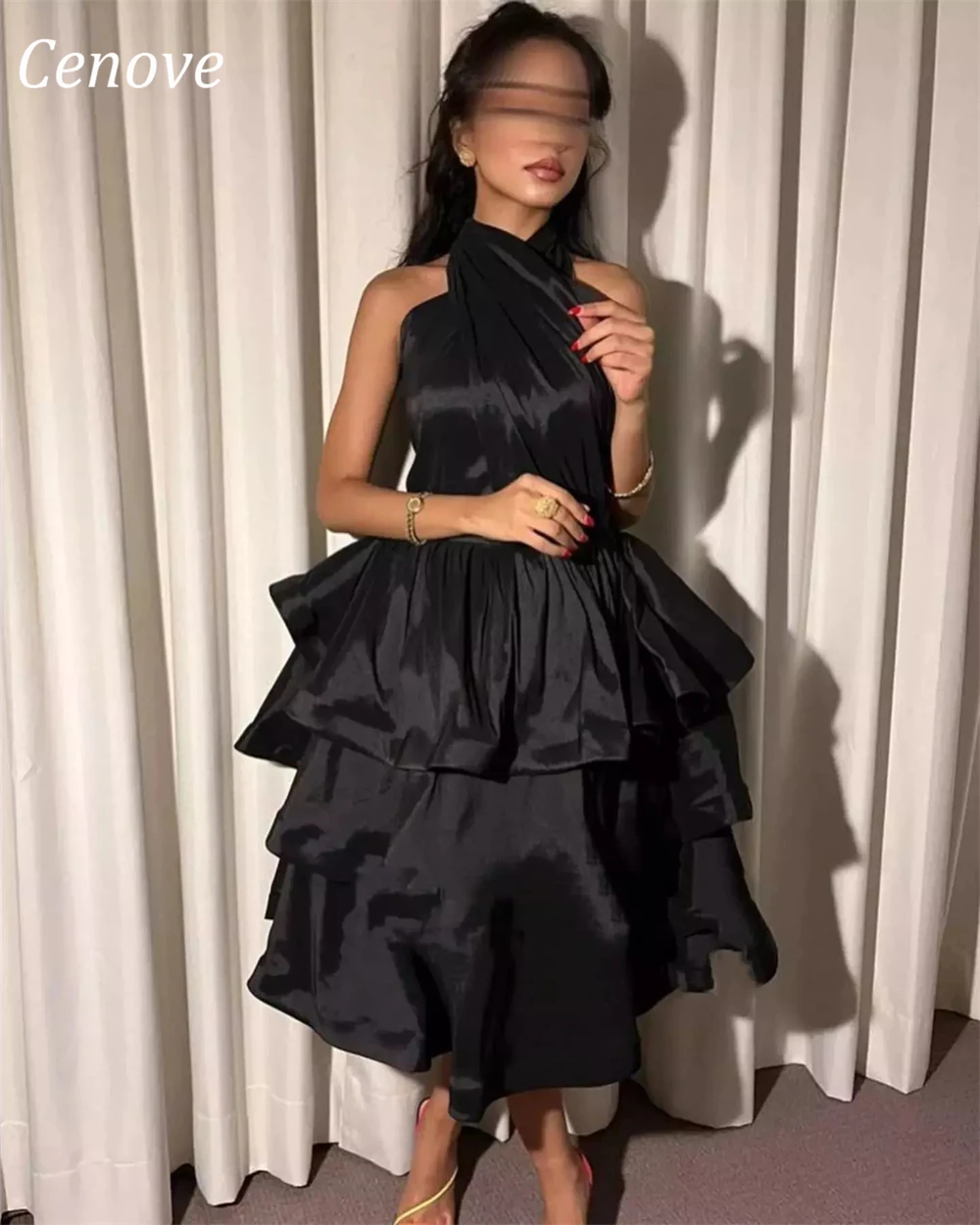 Cenove O-Neck Bow Ruffles A-Line Evening Gown Formal Elegant Prom Black New Party Dresses for Women 2023
Cenove O-Neck Bow Ruffles A-Line Evening Gown Formal Elegant Prom Black New Party Dresses for Women 2023