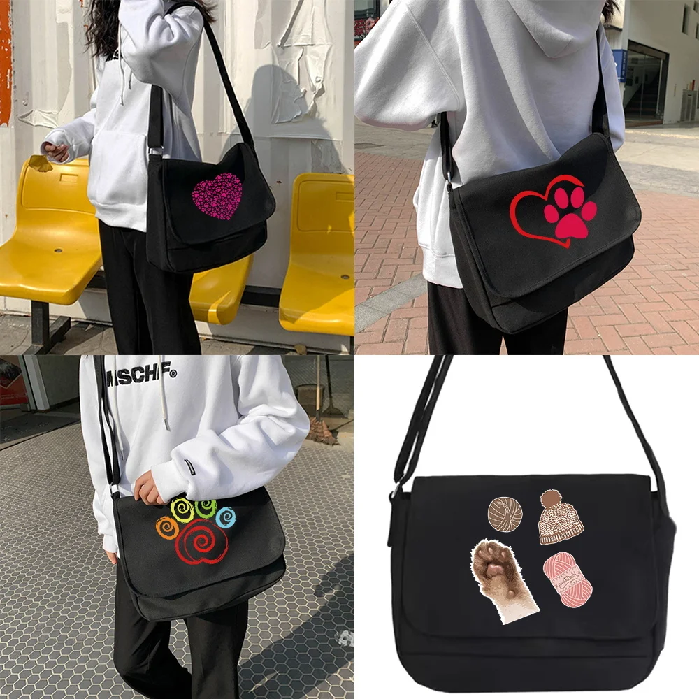 Bag Canvas Shoulder Bags Diagonal Bag Youth Satchel Women Messenger Bags School Envelope Pouch Footprints Pattern
Bag Canvas Shoulder Bags Diagonal Bag Youth Satchel Women Messenger Bags School Envelope Pouch Footprints Pattern