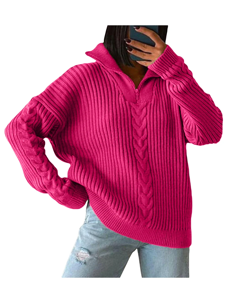 Women s Sweaters Long Sleeve 1 4 Zip Pullover Waffle Knit Casual Lapel Collar Long sleeve Drop Shoulder Jumper Sweater Tops
Women s Sweaters Long Sleeve 1 4 Zip Pullover Waffle Knit Casual Lapel Collar Long sleeve Drop Shoulder Jumper Sweater Tops