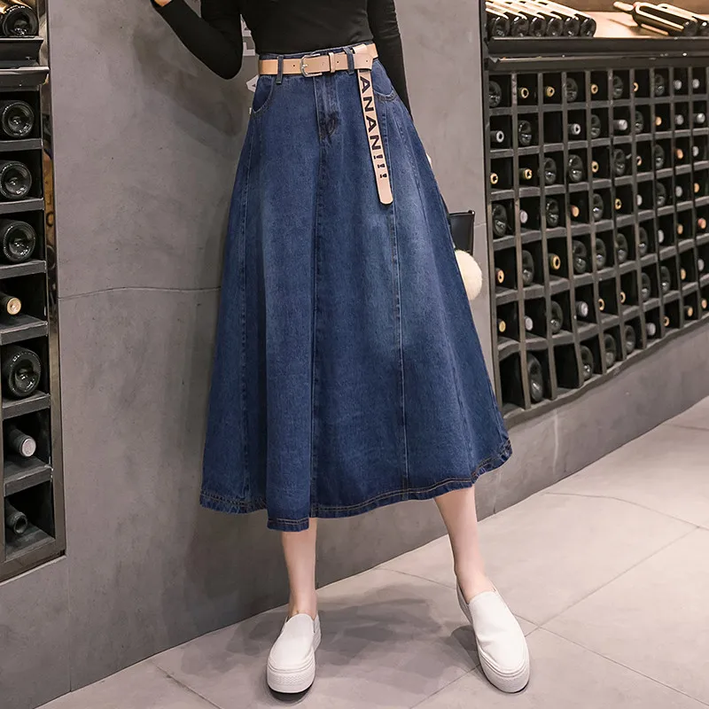Women High Waist Large Swing Vintage Pockets A-line Jean Skirts Spring Sweet Korean Style All-match Slim Midi Long Denim Skirt
Women High Waist Large Swing Vintage Pockets A-line Jean Skirts Spring Sweet Korean Style All-match Slim Midi Long Denim Skirt