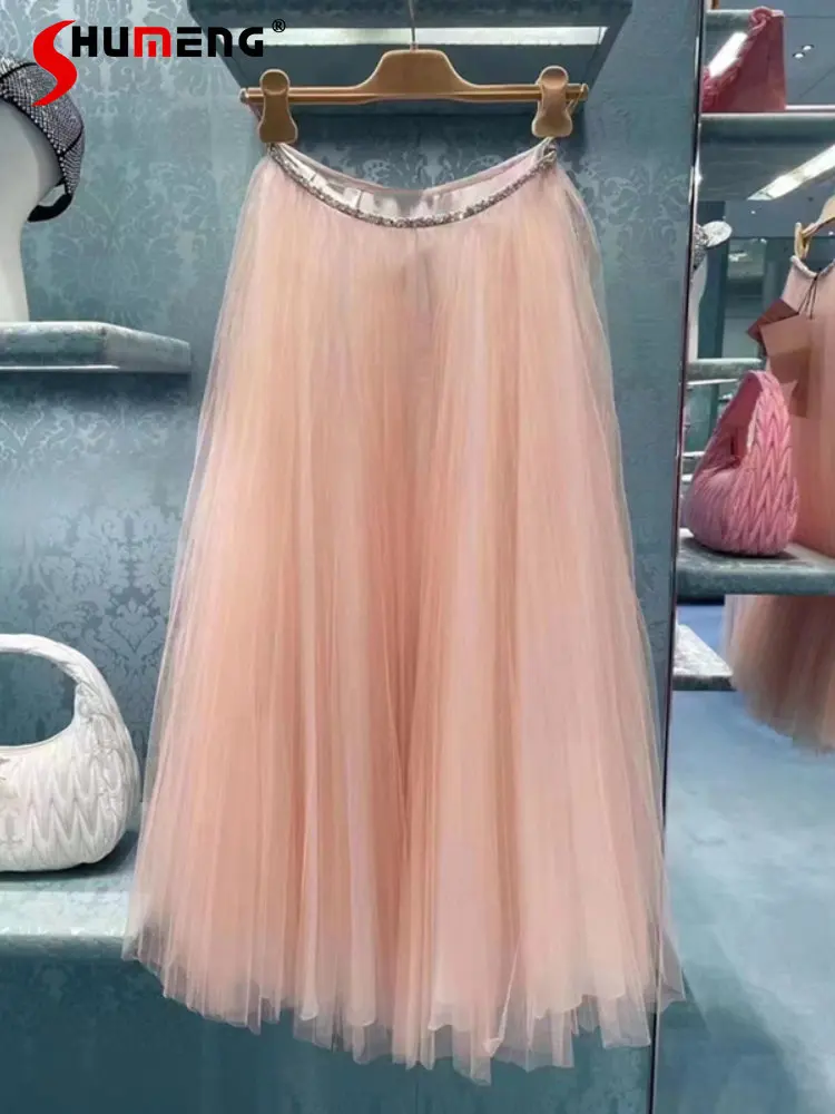 Retro High Waist Slimming Rhinestone Mesh Skirt Ladies 2023 Spring and Summer New Fairy Women's Light Pink Gauze Midi Skirts
Retro High Waist Slimming Rhinestone Mesh Skirt Ladies 2023 Spring and Summer New Fairy Women's Light Pink Gauze Midi Skirts