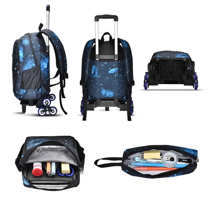 Chic Blue Pcs Kids Rolling Backpack with Pen Bag - Shoulder Wheeled Backpack | Durable Cross-Body Bag for School, Travel and Pla
Chic Blue Pcs Kids Rolling Backpack with Pen Bag - Shoulder Wheeled Backpack | Durable Cross-Body Bag for School, Travel and Pla