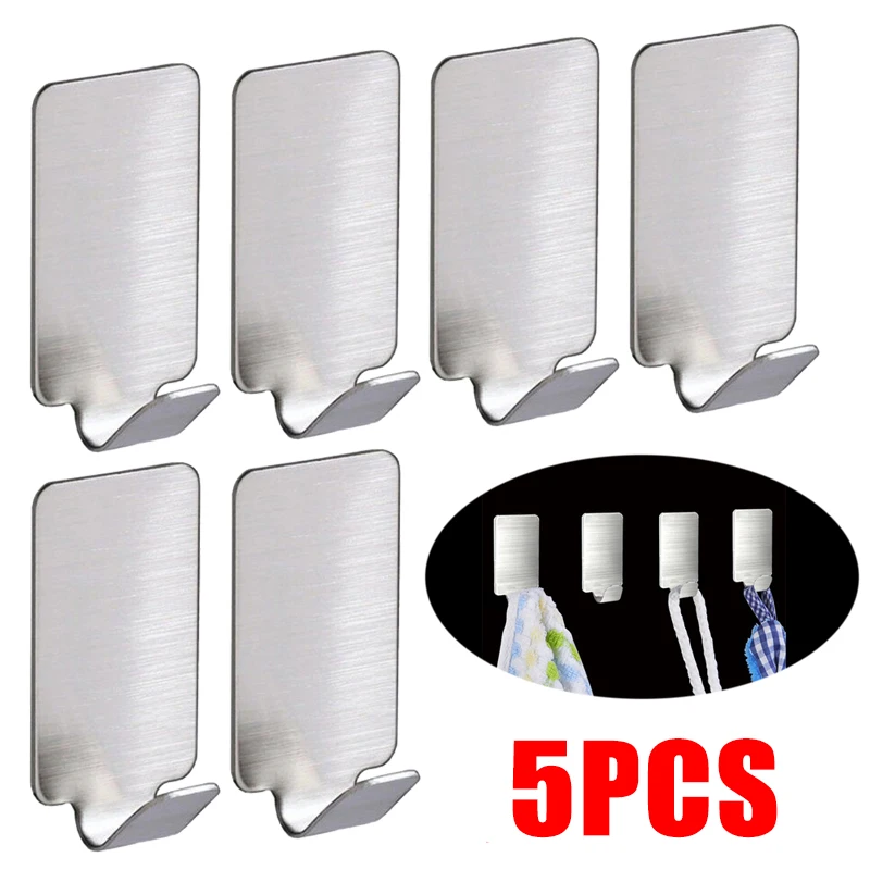 5Pcs Multi-Purpose Wall Mounted Adhesive Hook Stainless Steel Kitchen Storage Rack Key Holder Hanger Bathroom Organizer Hooks
5Pcs Multi-Purpose Wall Mounted Adhesive Hook Stainless Steel Kitchen Storage Rack Key Holder Hanger Bathroom Organizer Hooks