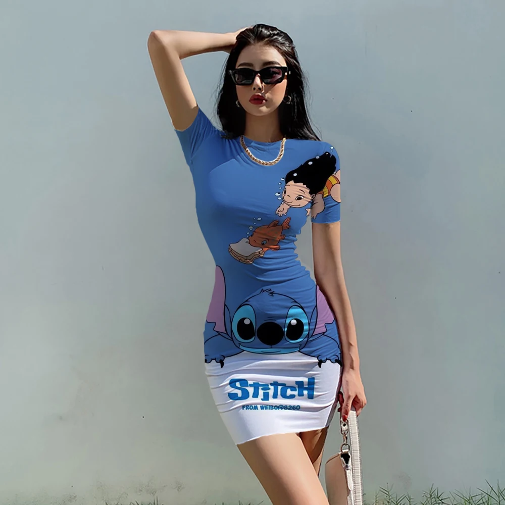 Disney Stitch Age Reduction Cartoon Print Short Sleeve Sexy Tight Dress Summer Fashion Bag Hip Flower Print Beach Party Dress
Disney Stitch Age Reduction Cartoon Print Short Sleeve Sexy Tight Dress Summer Fashion Bag Hip Flower Print Beach Party Dress