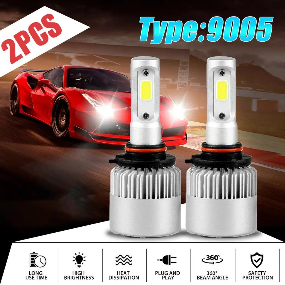 Комплект ламп для автомобильных фар S2 9005 Hb3 Cob, 2 шт., комплект светодиодных ламп для фар ближнего и дальнего света, сверхъяркий белый свет 6500 К 
Комплект ламп для автомобильных фар S2 9005 Hb3 Cob, 2 шт., комплект светодиодных ламп для фар ближнего и дальнего света, сверхъяркий белый свет 6500 К