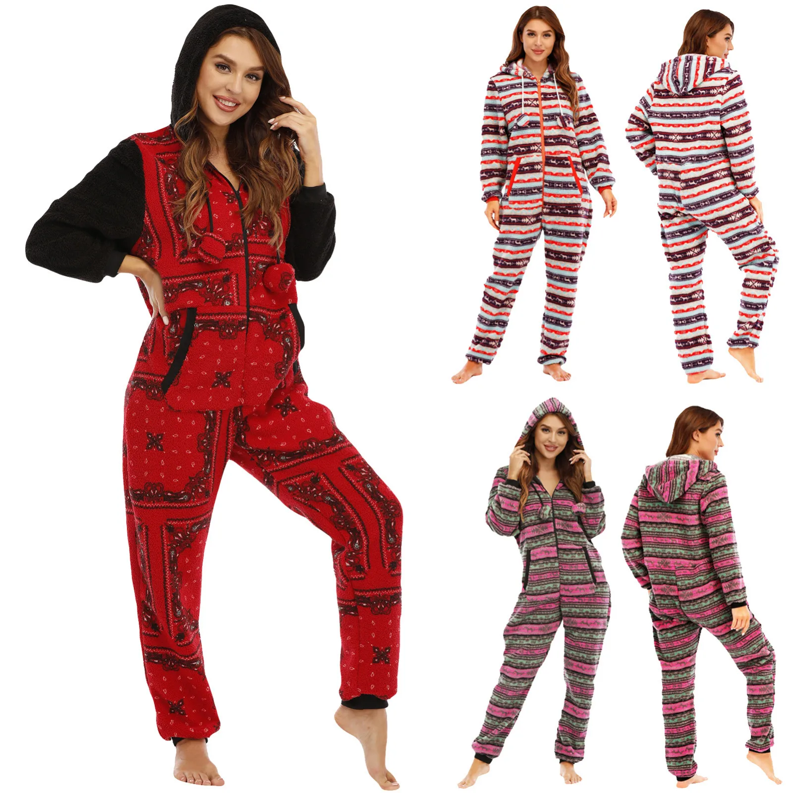Winter Stripes Onesie Christmas Long Sleeve Bodysuit Female Sleepwear Women's Pajamas Sleepwear Hooded Jumpsuit Nightwear
Winter Stripes Onesie Christmas Long Sleeve Bodysuit Female Sleepwear Women's Pajamas Sleepwear Hooded Jumpsuit Nightwear