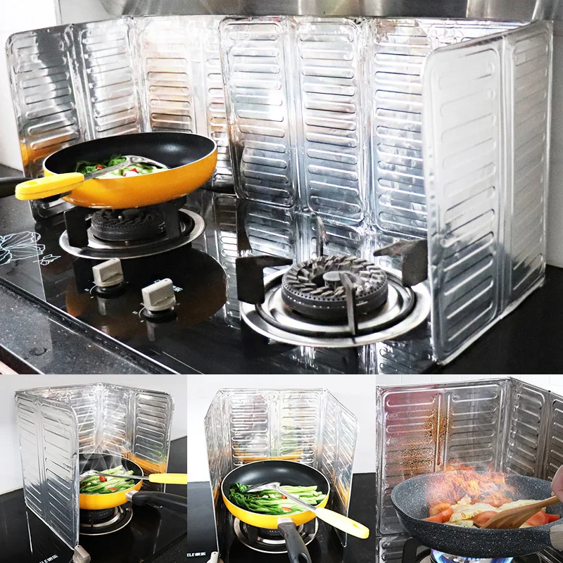 

1Pc Kitchen Greaseproof Plate Aluminum Foil Stove Creative Kitchen Supplies Cooking Heat Insulation Splash-proof Heat Baffle