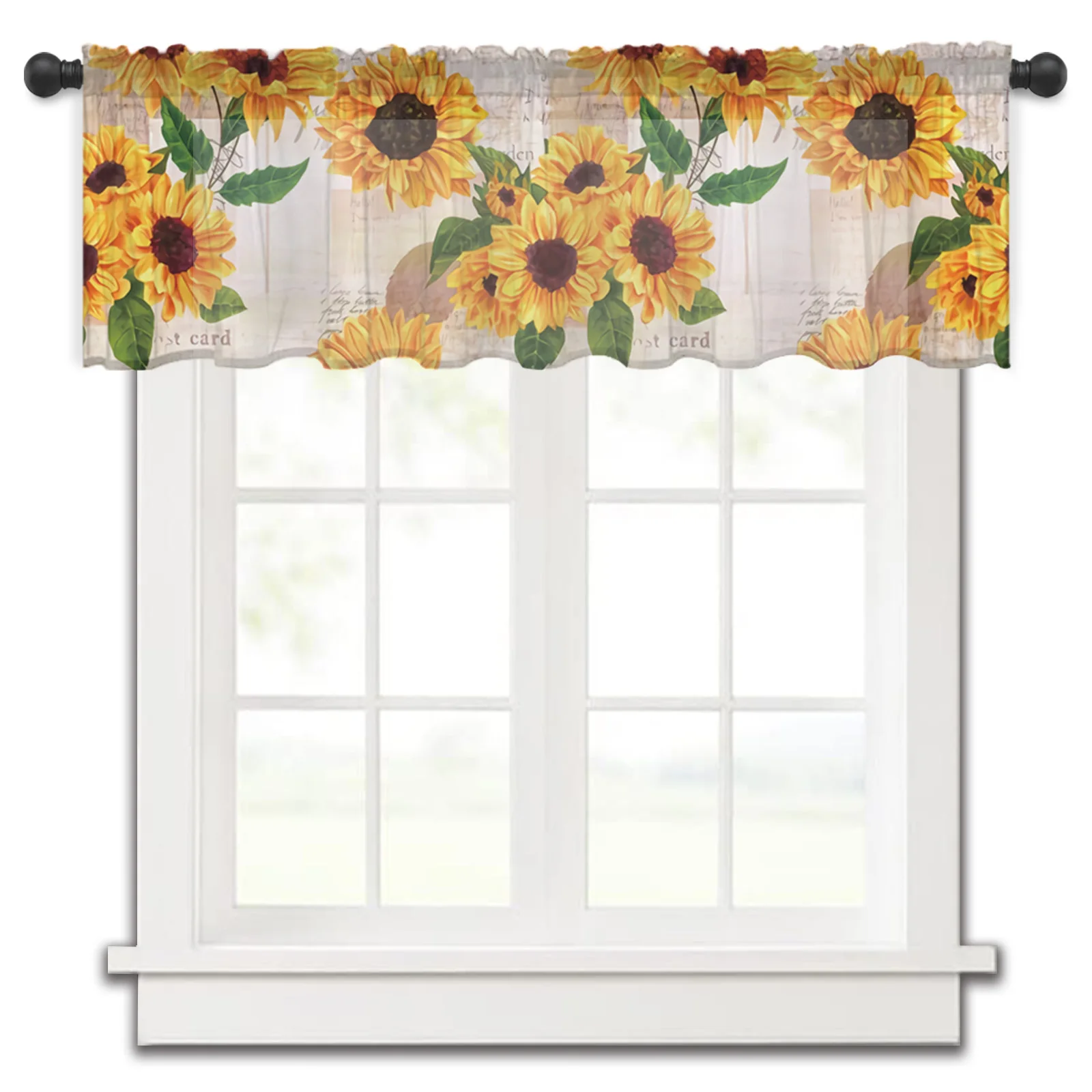 Подсолнух, старый телефон, карманная Короткая занавеска, полузанавеска для кухонной двери, драпировка для кафе, маленькая фотозанавеска s