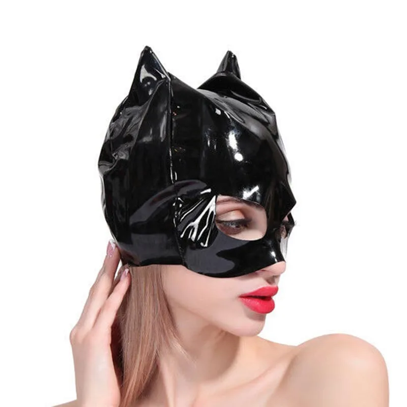 Sexy Women Patent Leather Cat Face Hood Masquerade Mask Halloween Fetish Role Play Costume
Sexy Women Patent Leather Cat Face Hood Masquerade Mask Halloween Fetish Role Play Costume