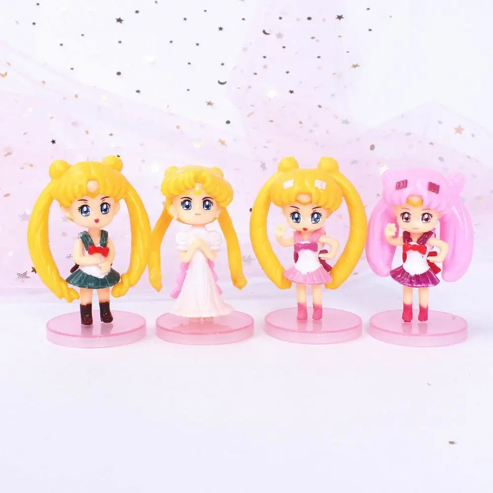 4pcs/lot Anime Sailor Moon Tsukino Usagi Tuxedo Venus PVC Action Figure Collection Model Gift Kids Dolls Toys for Girls
4pcs/lot Anime Sailor Moon Tsukino Usagi Tuxedo Venus PVC Action Figure Collection Model Gift Kids Dolls Toys for Girls