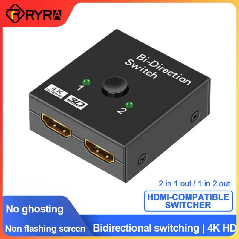 

HDMI-совместимый сплиттер RYRA, 4K переключатель квм, двунаправленный 1x2/2x1 HDMI хаб, переключатель 2 в 1 для PS4/3 ТВ-приставки, адаптер переключателя