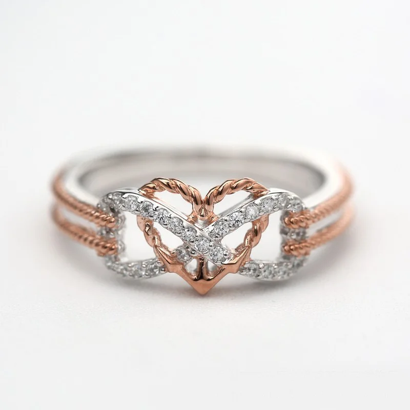 Creative Rose Gold Two-tone Cross Heart Ring for Women Engagement Party Wedding Female Rings Jewelry Whole Sale
Creative Rose Gold Two-tone Cross Heart Ring for Women Engagement Party Wedding Female Rings Jewelry Whole Sale