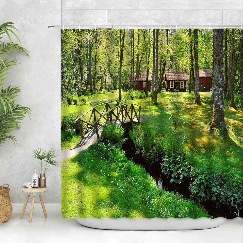 Spring Natural Scenery Shower Curtain Green Plants Garden Wooden Bridge Lawn Forest Tree Landscape Bathroom Decor Bathtub Screen
Spring Natural Scenery Shower Curtain Green Plants Garden Wooden Bridge Lawn Forest Tree Landscape Bathroom Decor Bathtub Screen