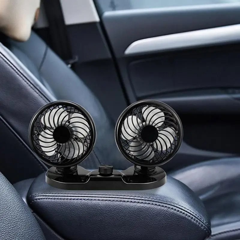 

USB Fan For Car Double-Head Mute 360 Degree Cooling Fan Car Fan Two Gears Brushless High-Power Adjustable Fan Low Noise For Car
