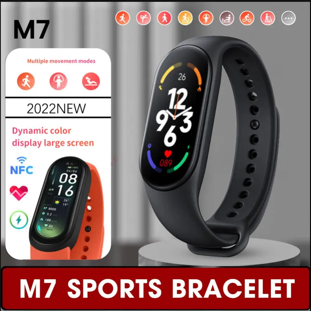 

2023 New M7 Smart Watch HD Large Screen Heart Rate Blood Pressure Blood Oxygen IP67 Waterproof Dynamic Dial Women Smartwatch