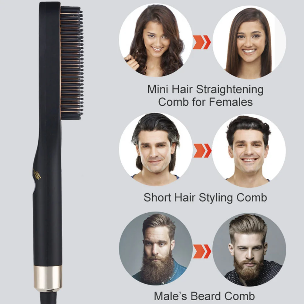 

3 Gears Hair Straightener Beard Comb Brush Straightening for Men Tool Accessories Short Electric Heated