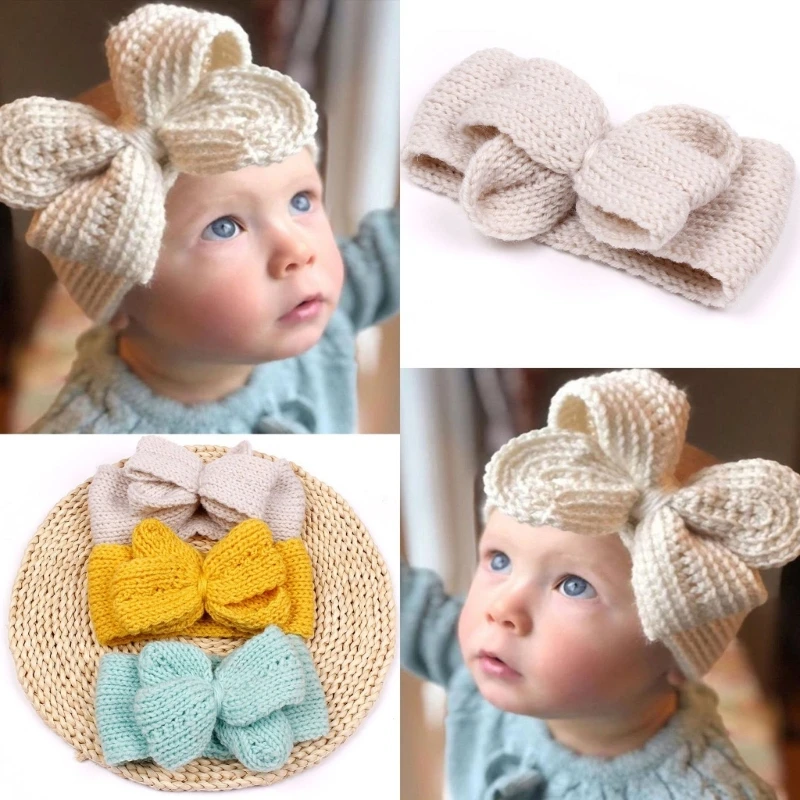 

Милые детские банты H37A, повязка для волос, теплая вязанная повязка, повязка на голову для маленьких девочек на зиму