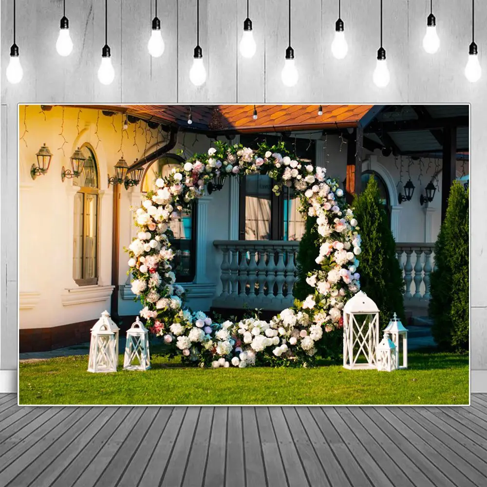 House Front Flower Wreath Decoration Wedding Ceremony Photography Backdrop Outdoor Garden Green Grass Birthday Photo Backgrounds
House Front Flower Wreath Decoration Wedding Ceremony Photography Backdrop Outdoor Garden Green Grass Birthday Photo Backgrounds