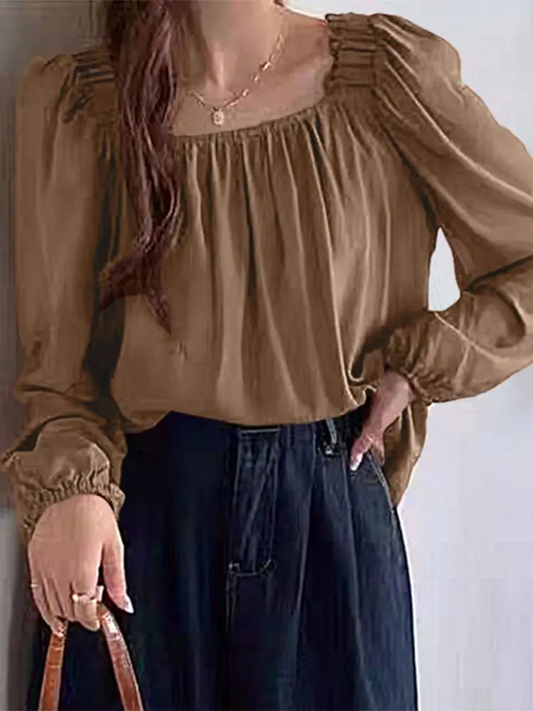 Women Casual Long Sleeve Square Neck Blouse ZANZEA Elegant Solid Pleated Shirt 2022 Spring Ruffle Office Chemise Work Tunic Tops
Women Casual Long Sleeve Square Neck Blouse ZANZEA Elegant Solid Pleated Shirt 2022 Spring Ruffle Office Chemise Work Tunic Tops