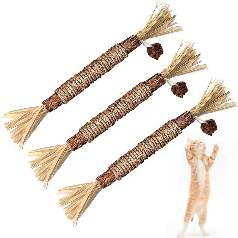 

Cat Toys Silvervine Chew Stick Kitten Treat Catnip Toy Kitty Natural Stuff with Catnip for Cleaning Teeth Indoor Dental