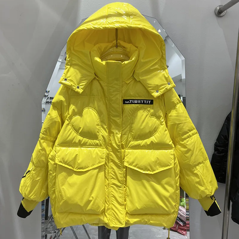 Korean Fashion Winter Short Jacket Women Waterproof Shiny Candy-Colored White Duck Down Coat Female Loose Hooded Parker Overcoat
Korean Fashion Winter Short Jacket Women Waterproof Shiny Candy-Colored White Duck Down Coat Female Loose Hooded Parker Overcoat