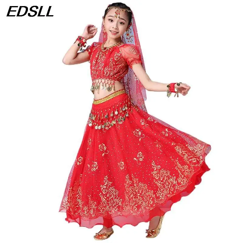

Новые детские стандартные восточные индийские танцевальные костюмы, одежда для танца живота, индийская Одежда для девочек
