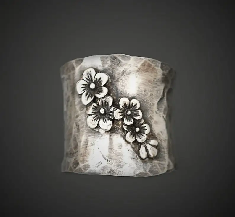 Cherry Blossom Ring, Wide Band Ring For Women,, Flower Lover Gift, Thumb Ring, Handmade Jewelry
Cherry Blossom Ring, Wide Band Ring For Women,, Flower Lover Gift, Thumb Ring, Handmade Jewelry