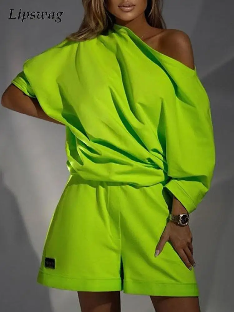 2022 Spring Fashion Off Shoulder 2pc Set Casual Solid Sweatshirt Top Sport Shorts Suit Ladies Pocket Pullover Outfits Tracksuit
2022 Spring Fashion Off Shoulder 2pc Set Casual Solid Sweatshirt Top Sport Shorts Suit Ladies Pocket Pullover Outfits Tracksuit