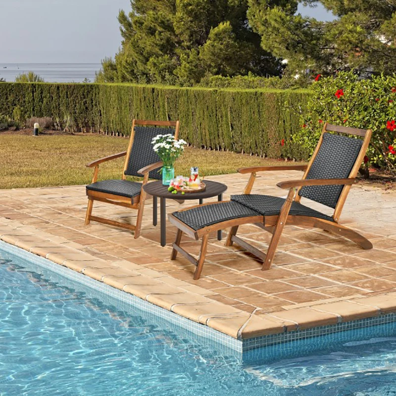 Patio Folding Rattan Lounge Chair Premium Acacia Wood Frame Comfortable Ergonomic Retractable Footrest Natural Beach Chairs 
Patio Folding Rattan Lounge Chair Premium Acacia Wood Frame Comfortable Ergonomic Retractable Footrest Natural Beach Chairs