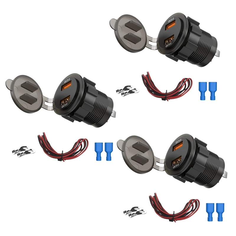 3X Dual QC3.0 USB Charger Socket, 36W Waterproof Quick Charge 3.0 Power Outlet Adapter for 12V/24V Car Boat Marine Moto
3X Dual QC3.0 USB Charger Socket, 36W Waterproof Quick Charge 3.0 Power Outlet Adapter for 12V/24V Car Boat Marine Moto