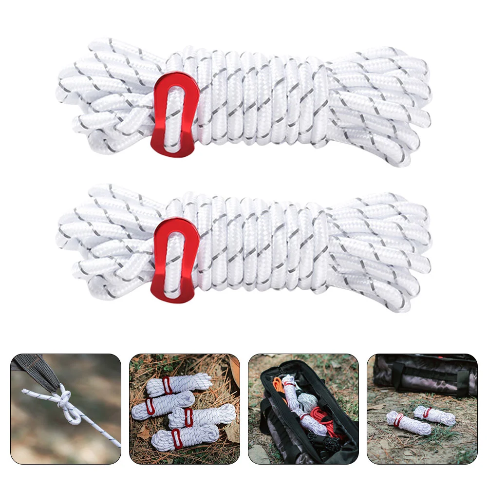 

2Pcs Backpacking Tarp Reflective Tent Rope Tent Ropes With Buckles Wind-proof Canopy Ropes for Tent Fixing Outdoor Camping