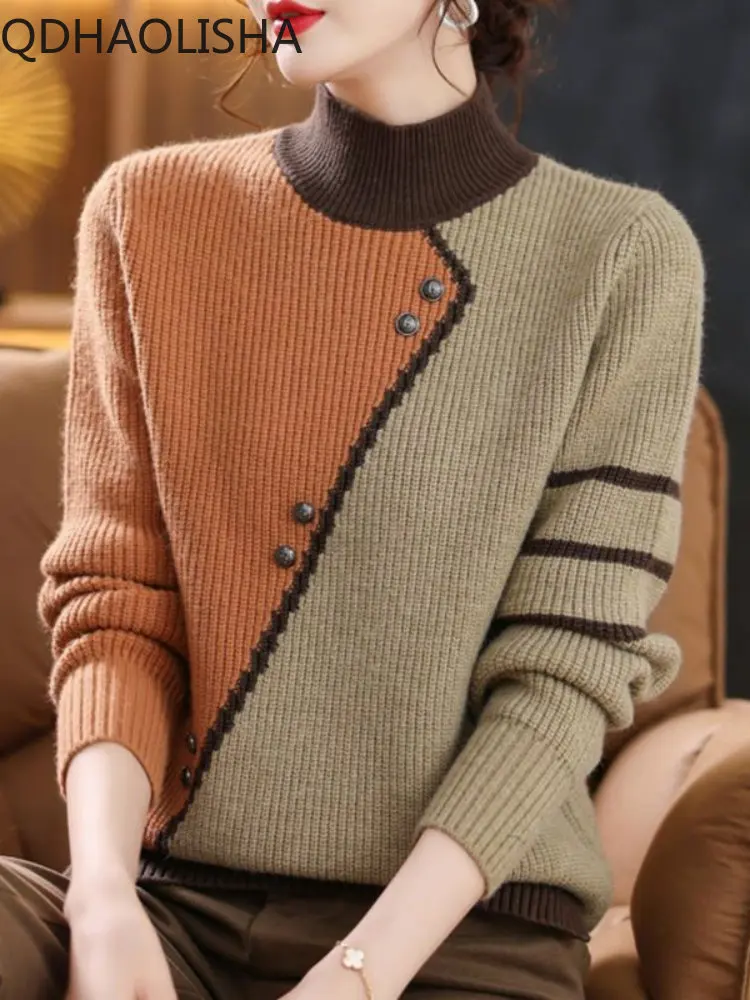 2023 New Half Neck Pullover Sweater Women's Autumn Winter Thickened Loose Fashion Knitted Bottoming Sweater Women Streetwear Top
2023 New Half Neck Pullover Sweater Women's Autumn Winter Thickened Loose Fashion Knitted Bottoming Sweater Women Streetwear Top