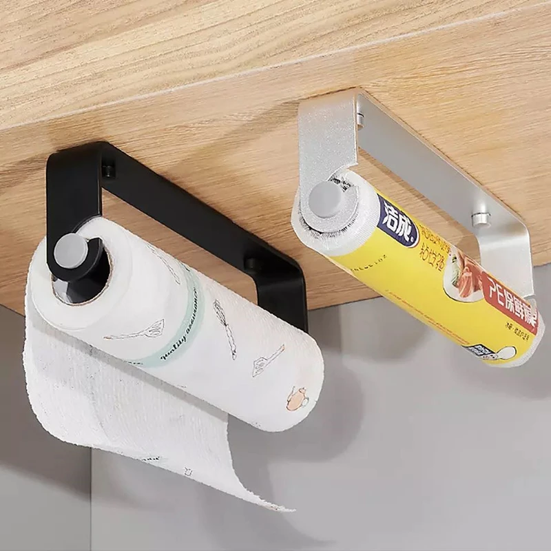 

Bathroom Rack Dispenser Space Roll Kitchen Preservative Black/silver Holder Film Film Paper Preservative Aluminium Accessories