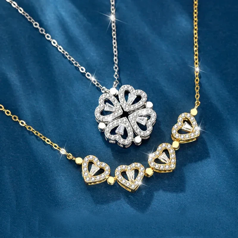 Модное ожерелье Lucky с четырехлистным клевером для женщин золотая цепочка из