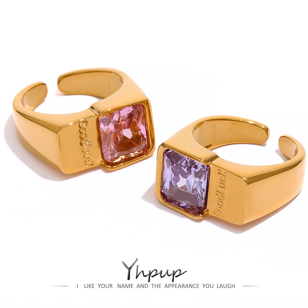 Yhpup Candy Pink Purple Cubic Zirconia Ring Stainless Steel PVD Gold Plated Open Ring Fashion Romantic Jewelry for Women 2022
Yhpup Candy Pink Purple Cubic Zirconia Ring Stainless Steel PVD Gold Plated Open Ring Fashion Romantic Jewelry for Women 2022