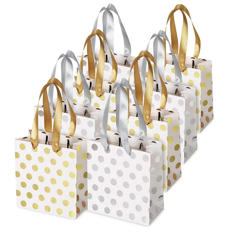 

Gift Bags with Ribbon Handles Gold Mini Gift Bag,for Birthday Weddings Christmas Holidays Graduation Baby Showers drop shipping