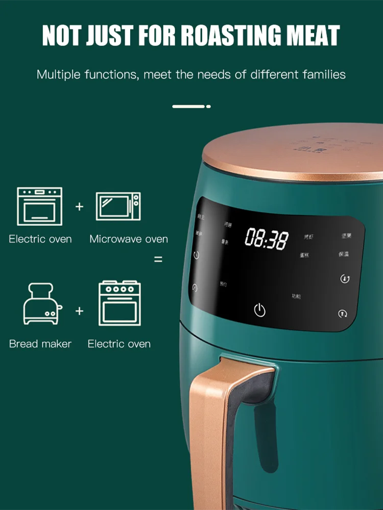 1200W Air Fryer Without Oils LED Touchscreen 4.5L Large Baking Oil Free Fryer Smart Timer Temperature Control Home Cooking
1200W Air Fryer Without Oils LED Touchscreen 4.5L Large Baking Oil Free Fryer Smart Timer Temperature Control Home Cooking