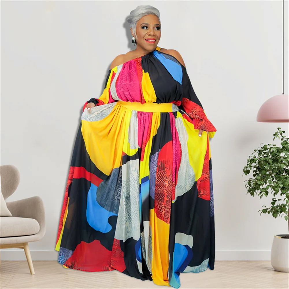 Dress Plus Size Women's Left And Right Off-shoulder Print Plus Size Long-sleeved Dresses Sexy Evening Prom Dress Party Dresses 
Dress Plus Size Women's Left And Right Off-shoulder Print Plus Size Long-sleeved Dresses Sexy Evening Prom Dress Party Dresses