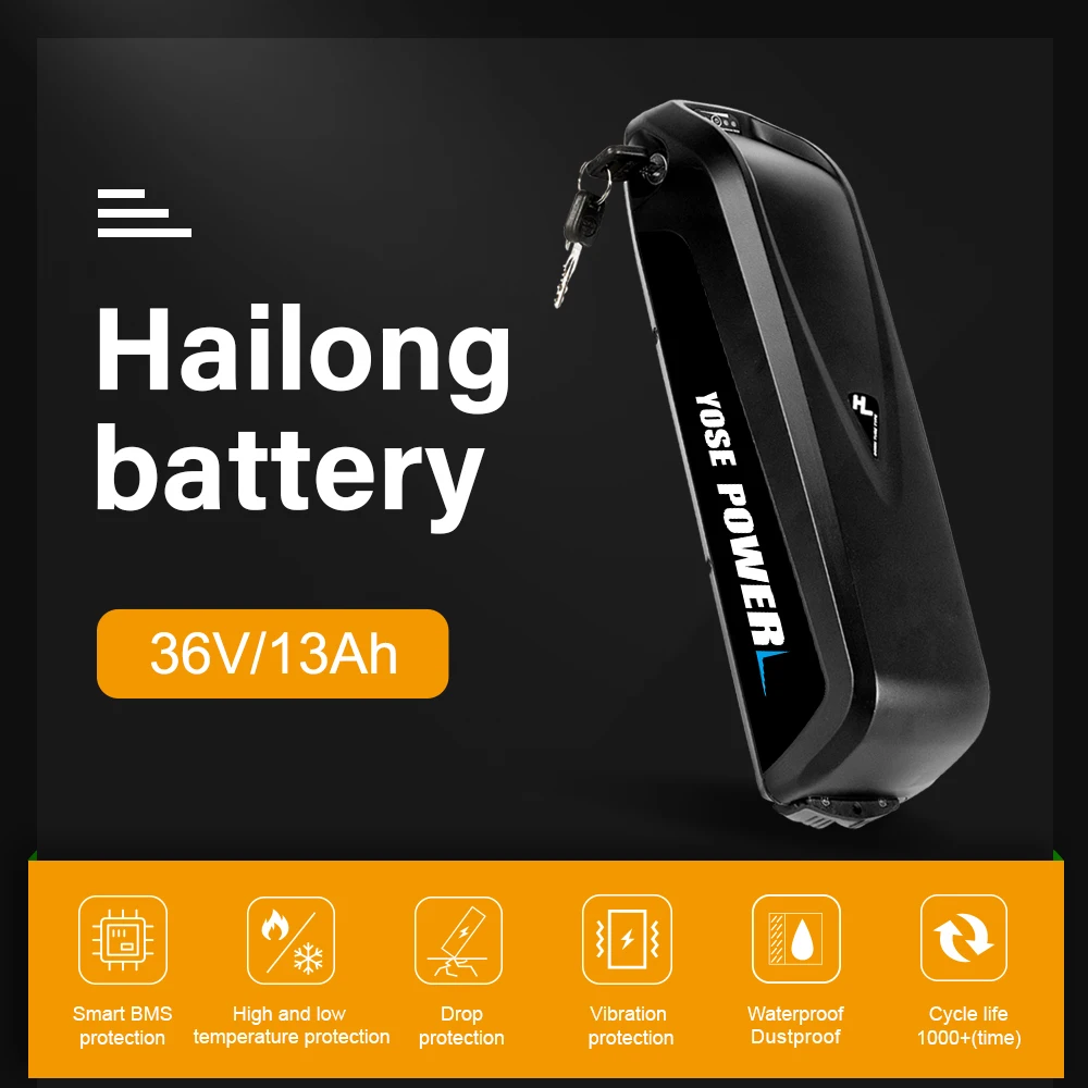 YOSE POWER Hailong Ebike Battery 36V 13Ah 18650 Lithium Akku 36V Battery Pack for Electric Bike 4Pins Dicharge Port
YOSE POWER Hailong Ebike Battery 36V 13Ah 18650 Lithium Akku 36V Battery Pack for Electric Bike 4Pins Dicharge Port